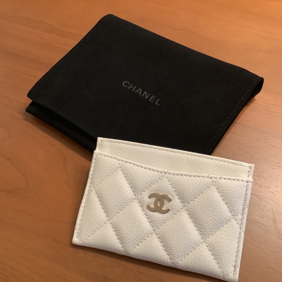 CHANEL CARDHOLDER in WHITE CAVIAR LEATHER - Picture 2 of 4
